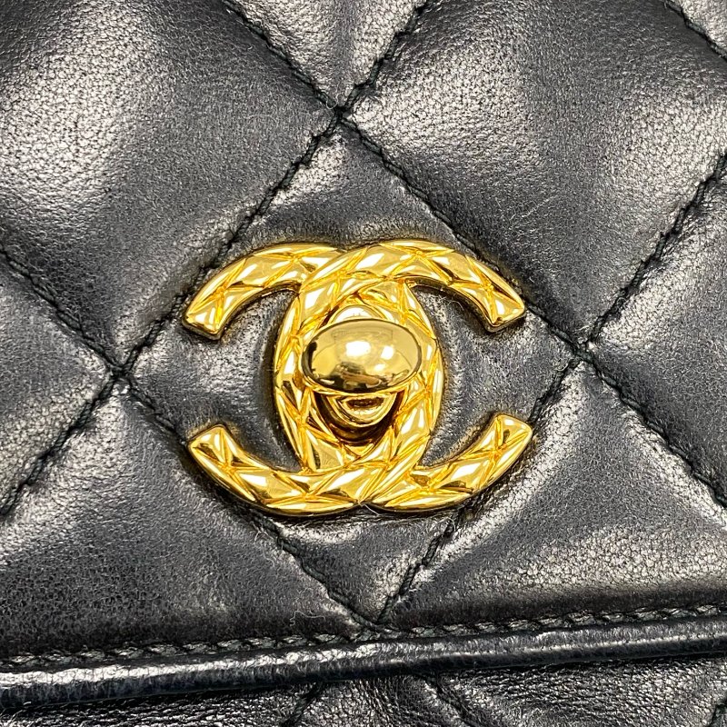 △ Chanel 香奈兒 Black Lambskin Gold Tone Metal Vintage Hand Bag No.2 黑色小羊皮金色金屬手袋No.2 - 257026490-12
