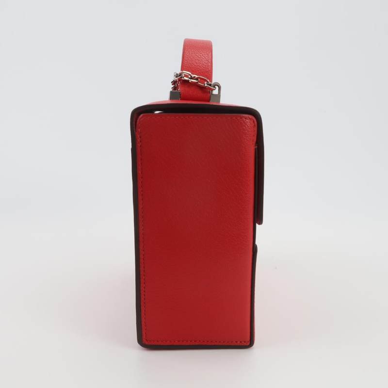 Hermes Cinhetic18斜挎包單肩包Chevre Mysore山羊皮銀扣Q5國旗紅D刻-3