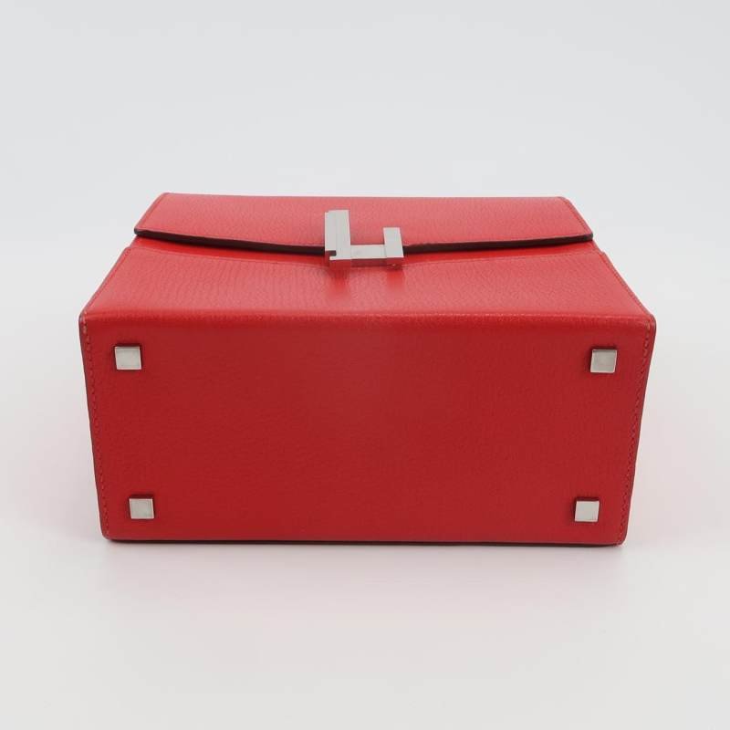 Hermes Cinhetic18斜挎包單肩包Chevre Mysore山羊皮銀扣Q5國旗紅D刻-5