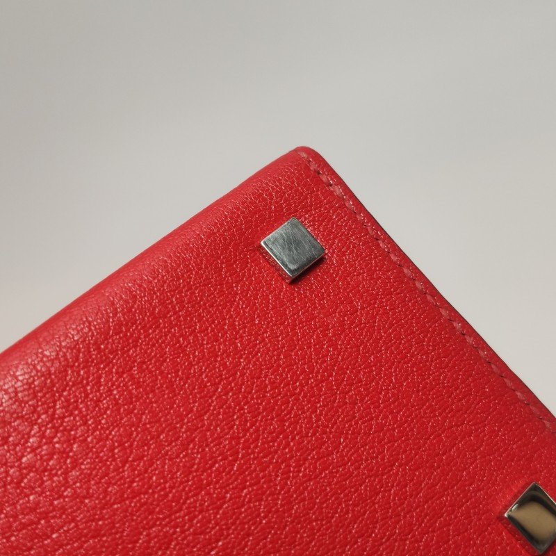 Hermes Cinhetic18斜挎包單肩包Chevre Mysore山羊皮銀扣Q5國旗紅D刻-12