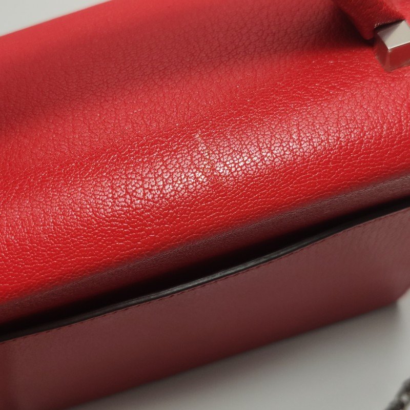 Hermes Cinhetic18斜挎包單肩包Chevre Mysore山羊皮銀扣Q5國旗紅D刻-14