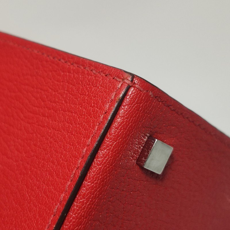 Hermes Cinhetic18斜挎包單肩包Chevre Mysore山羊皮銀扣Q5國旗紅D刻-15