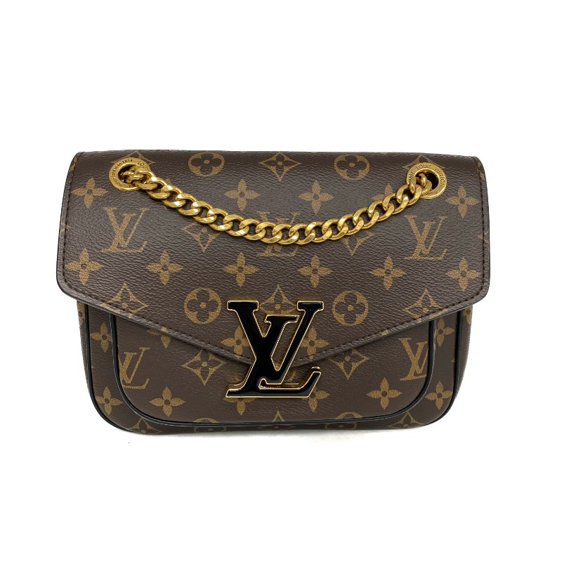 △ Louis Vuitton 路易威登 Brown Coated Canvas Monogram Passy Chain Shoulder Bag M45592 啡色塗層帆布經典老花鎖鏈肩背袋 - 257026759-1