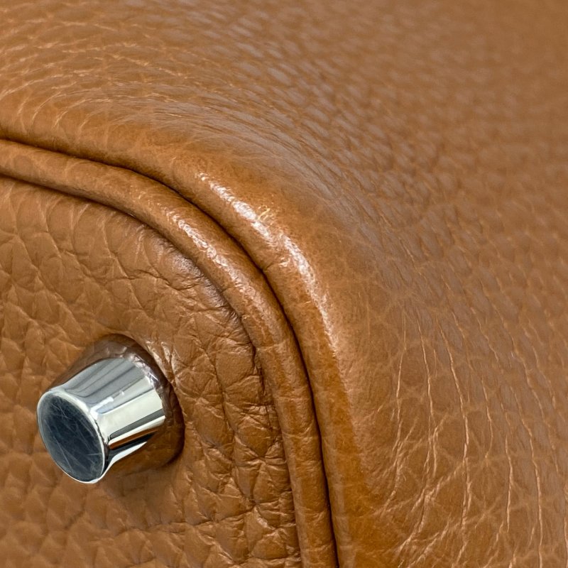 △ Hermes 愛馬仕 Brown Clemence Calfskin Palladium Plated Metal Picotin 18 Hand Bag Stamp A 啡色粒紋小牛皮鍍鈀金屬手袋A刻 - 257026488-9