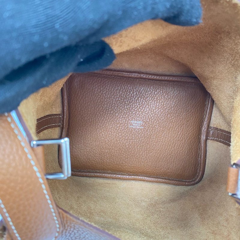 △ Hermes 愛馬仕 Brown Clemence Calfskin Palladium Plated Metal Picotin 18 Hand Bag Stamp A 啡色粒紋小牛皮鍍鈀金屬手袋A刻 - 257026488-12