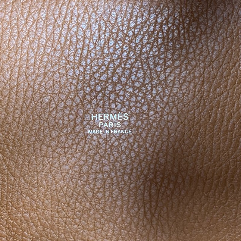 △ Hermes 愛馬仕 Brown Clemence Calfskin Palladium Plated Metal Picotin 18 Hand Bag Stamp A 啡色粒紋小牛皮鍍鈀金屬手袋A刻 - 257026488-13