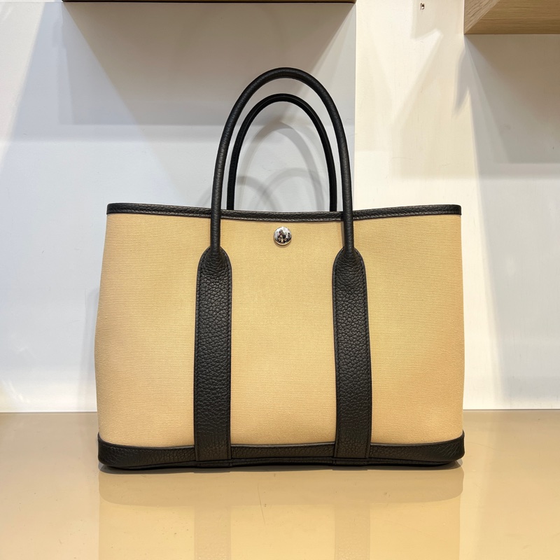 Hermes風衣灰S2帆布拼黑Negonda皮GardenParty-0