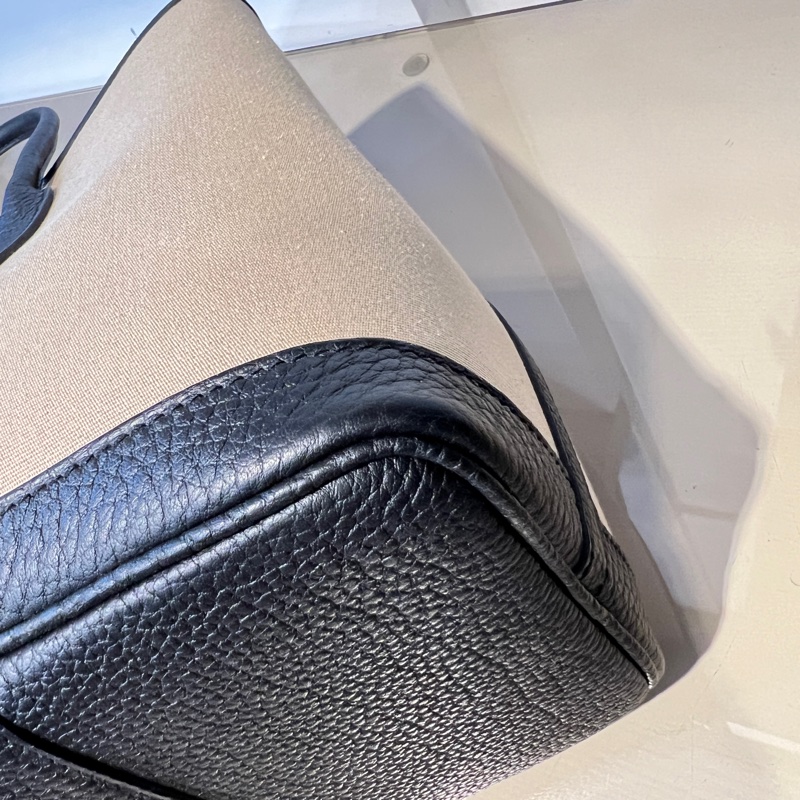 Hermes風衣灰S2帆布拼黑Negonda皮GardenParty-6