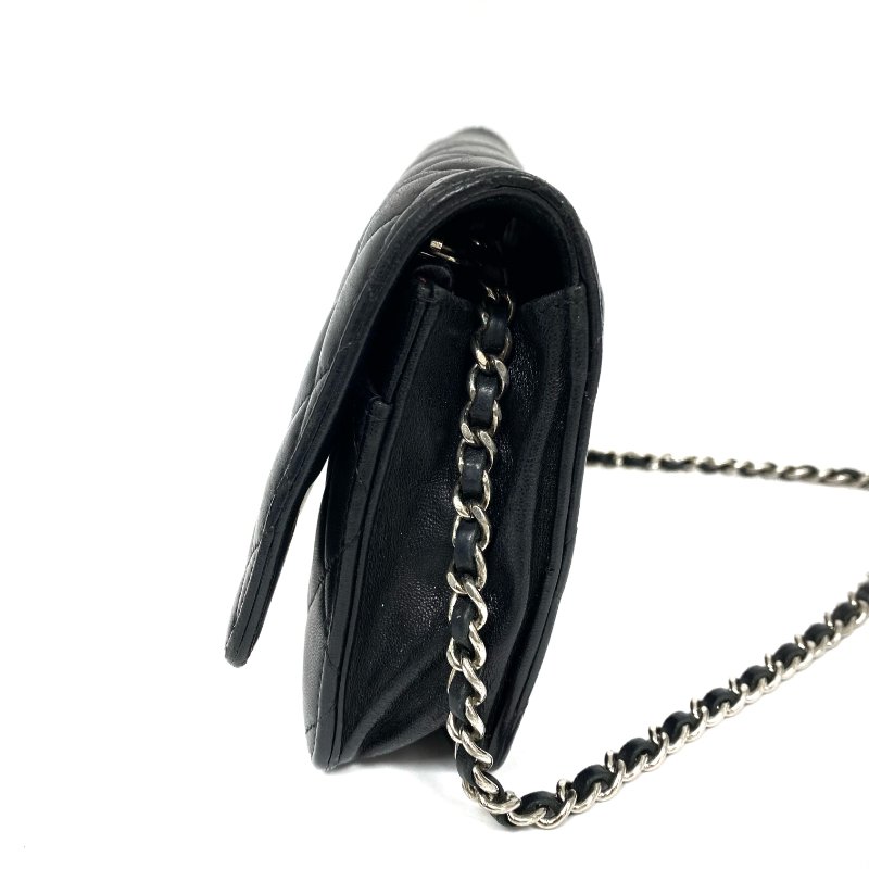 △ Chanel 香奈兒 19CM Black Lambskin Silver Tone Metal Wallet On Chain No.17 19CM黑色小羊皮銀色金屬鎖鏈銀包No.17 - 257026848-3