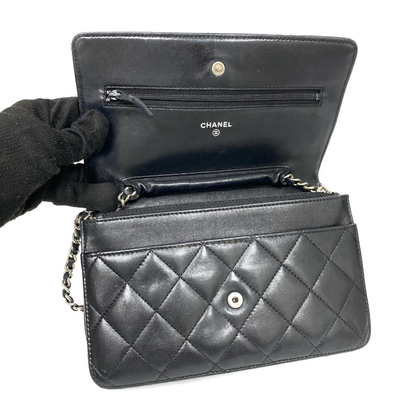 △ Chanel 香奈兒 19CM Black Lambskin Silver Tone Metal Wallet On Chain No.17 19CM黑色小羊皮銀色金屬鎖鏈銀包No.17 - 257026848-13