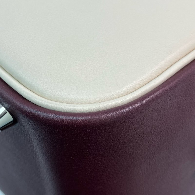 △ Hermes 愛馬仕 Beige, Brown, Blue Swift Calfskin Palladium Plated Metal Plume 32 Hand Bag Stamp [R] 米色, 啡色, 藍色鍍鈀金屬滑面小牛皮手袋[R]刻 - 257026313-7