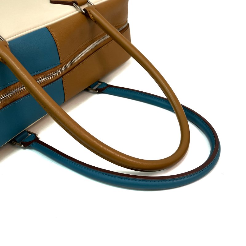 △ Hermes 愛馬仕 Beige, Brown, Blue Swift Calfskin Palladium Plated Metal Plume 32 Hand Bag Stamp [R] 米色, 啡色, 藍色鍍鈀金屬滑面小牛皮手袋[R]刻 - 257026313-10