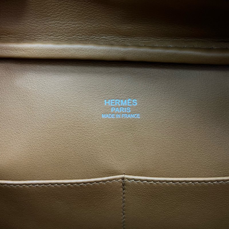 △ Hermes 愛馬仕 Beige, Brown, Blue Swift Calfskin Palladium Plated Metal Plume 32 Hand Bag Stamp [R] 米色, 啡色, 藍色鍍鈀金屬滑面小牛皮手袋[R]刻 - 257026313-16