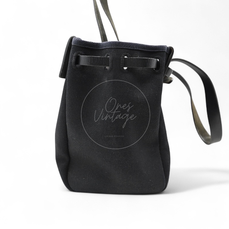 [Pre-owned] Hermes Herbag Cabas GM Black Swift Canvas Stamp Square C-1