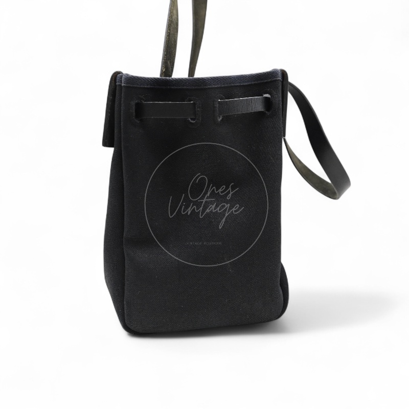 [Pre-owned] Hermes Herbag Cabas GM Black Swift Canvas Stamp Square C-2