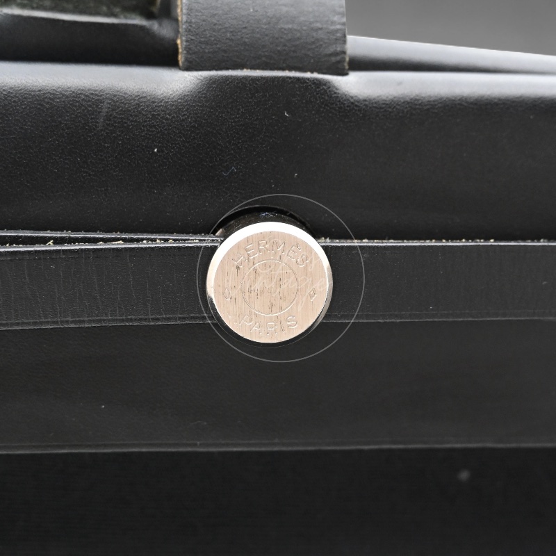 [Pre-owned] Hermes Herbag Cabas GM Black Swift Canvas Stamp Square C-15