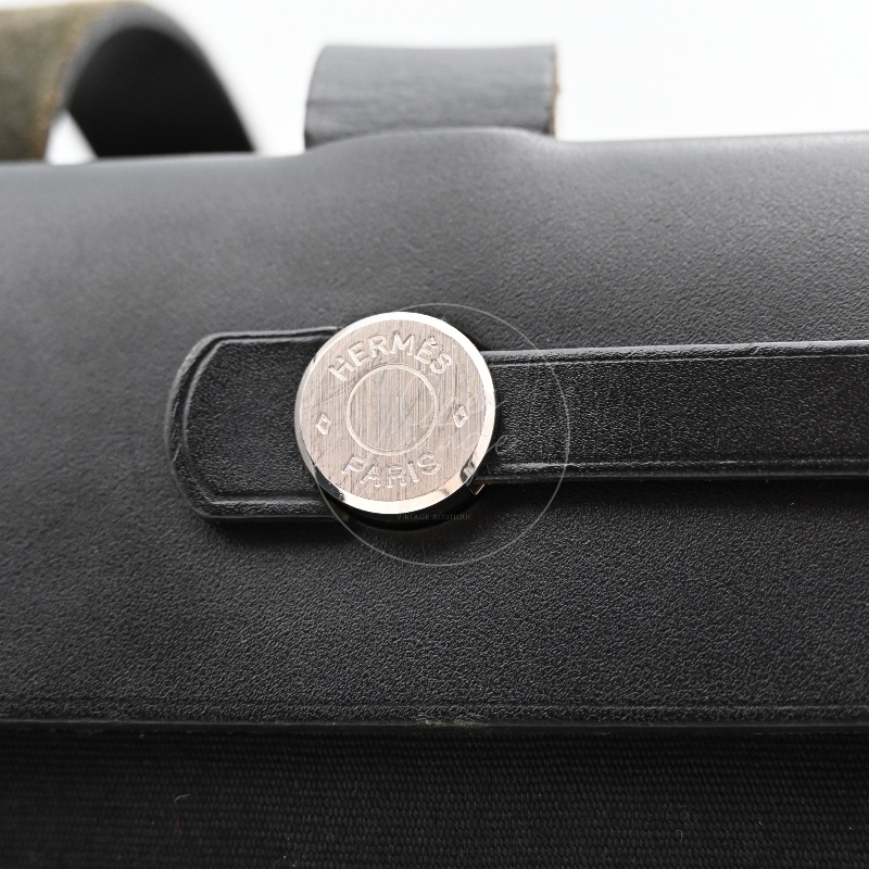 [Pre-owned] Hermes Herbag Cabas GM Black Swift Canvas Stamp Square C-16