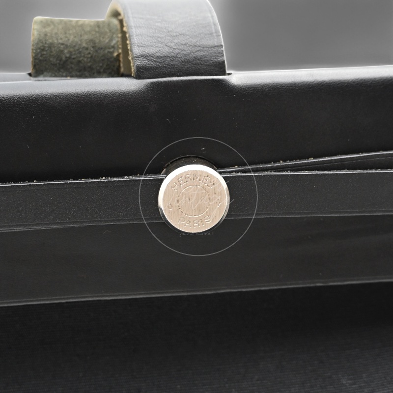 [Pre-owned] Hermes Herbag Cabas GM Black Swift Canvas Stamp Square C-17