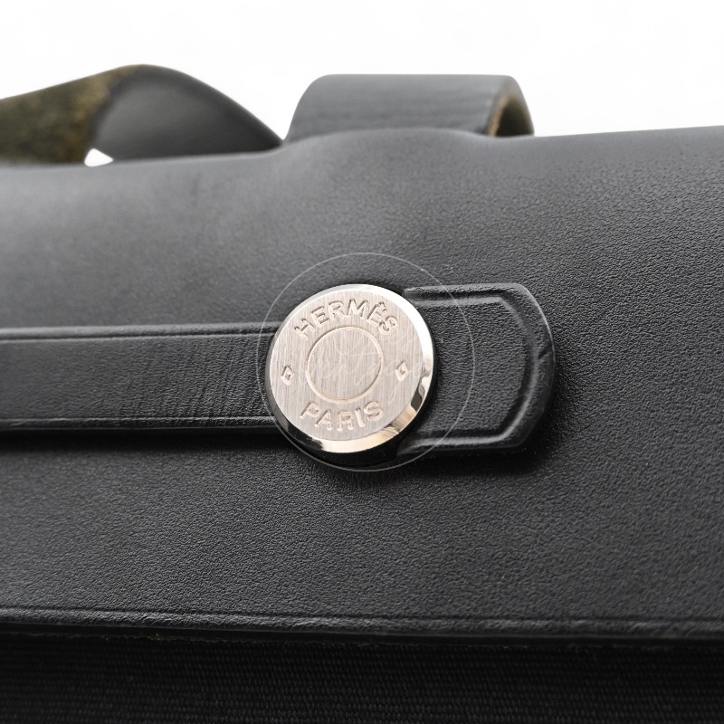 [Pre-owned] Hermes Herbag Cabas GM Black Swift Canvas Stamp Square C-18