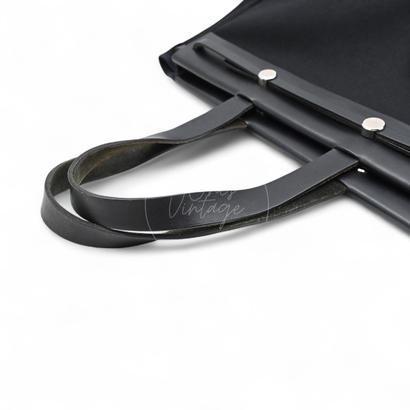 [Pre-owned] Hermes Herbag Cabas GM Black Swift Canvas Stamp Square C-21