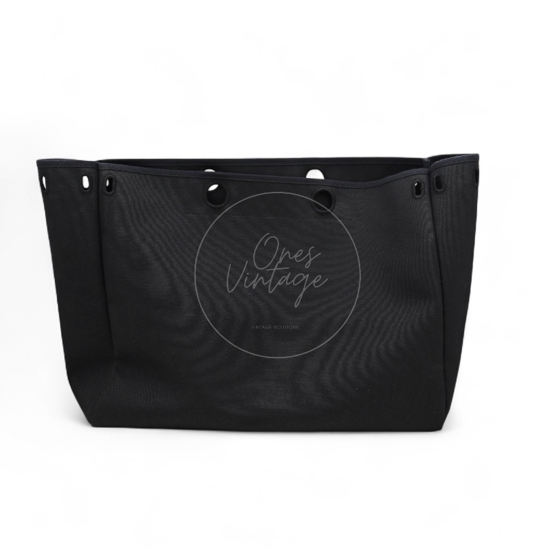 [Pre-owned] Hermes Herbag Cabas GM Black Swift Canvas Stamp Square C-23