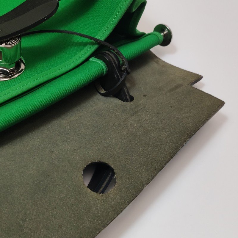 Hermes Herbag31馬鞍釘鎖扣斜挎包單肩包Hunter牛皮帆布銀扣89黑色1K竹子綠D刻-8