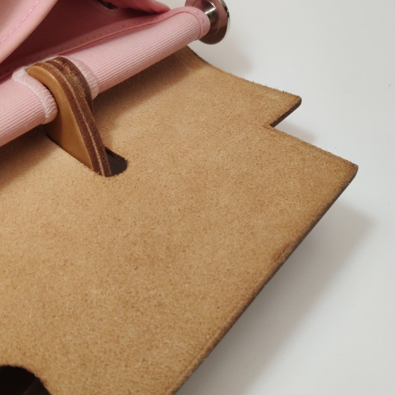 Hermes Herbag31斜挎包單肩包Hunter牛皮帆布銀扣粉色棕色T刻-8