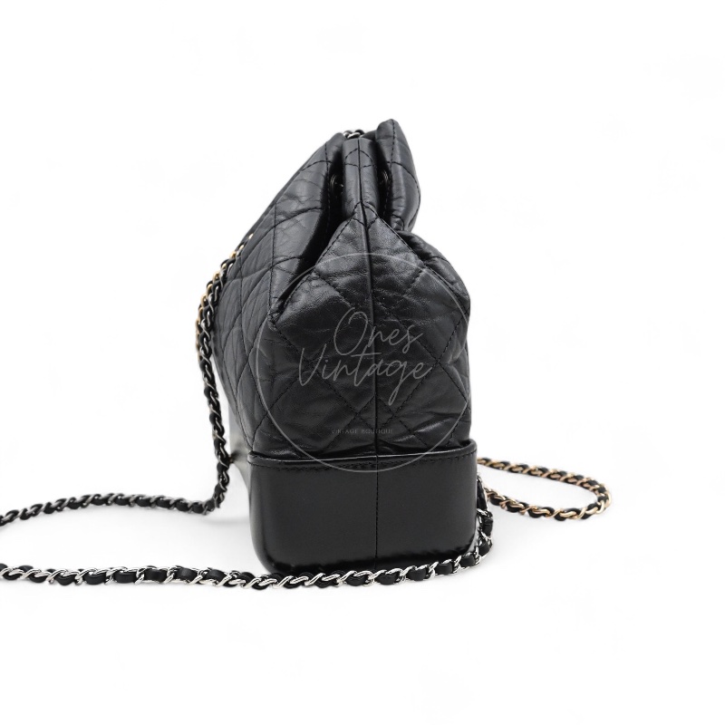 [Pre-owned] Chanel Black Calfskin Gabrielle Chain Backpack-2