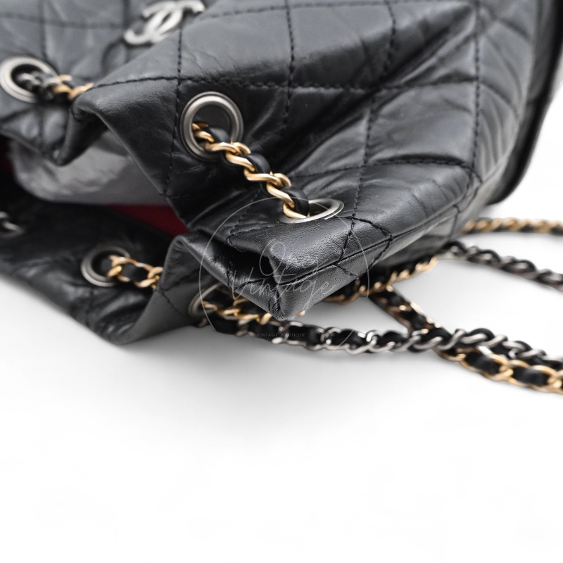 [Pre-owned] Chanel Black Calfskin Gabrielle Chain Backpack-4