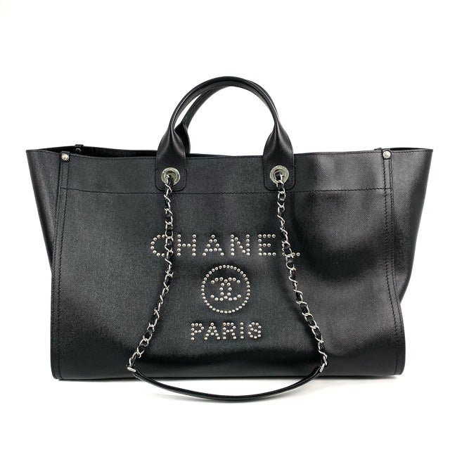 △ Chanel 香奈兒 Black Caviar Skin Silver Tone Metal Deauville GM Chain 2 Way Bag No.25 黑色粒紋小牛皮銀色金屬鎖鏈兩用袋No.25 - 257025931-0