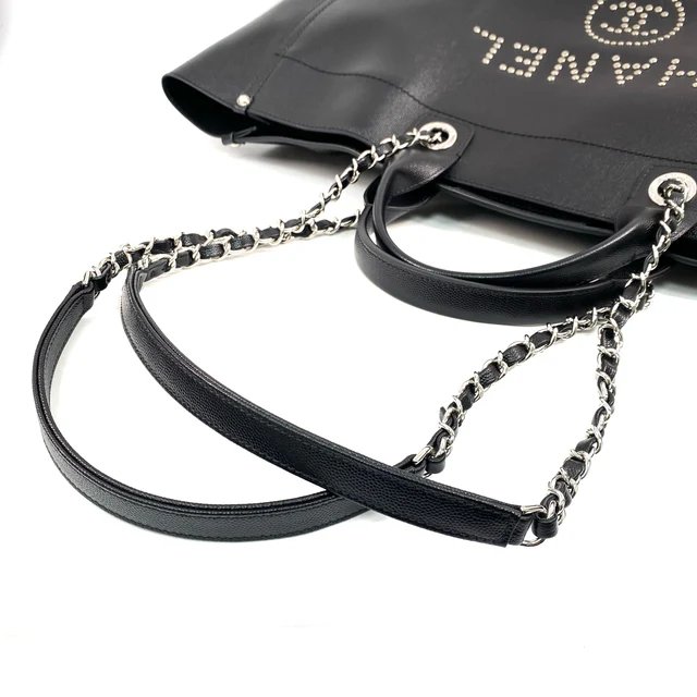 △ Chanel 香奈兒 Black Caviar Skin Silver Tone Metal Deauville GM Chain 2 Way Bag No.25 黑色粒紋小牛皮銀色金屬鎖鏈兩用袋No.25 - 257025931-4