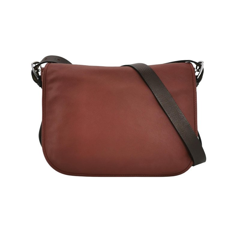 Hermes Barda斜挎包單肩包Swift牛皮銀扣55愛馬仕紅46烏木色-0