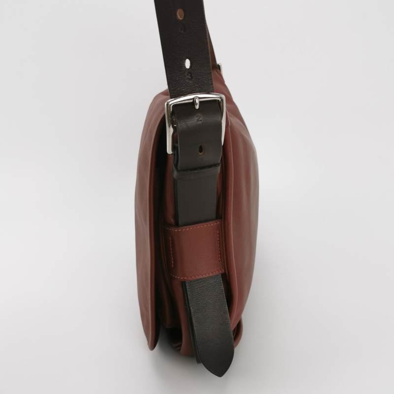 Hermes Barda斜挎包單肩包Swift牛皮銀扣55愛馬仕紅46烏木色-2