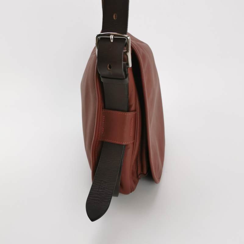 Hermes Barda斜挎包單肩包Swift牛皮銀扣55愛馬仕紅46烏木色-3