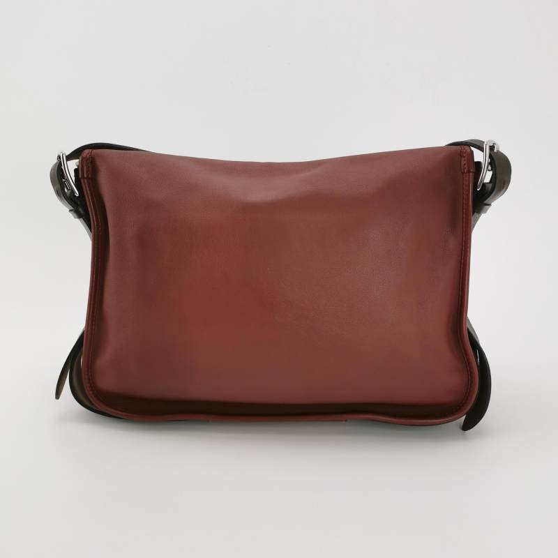 Hermes Barda斜挎包單肩包Swift牛皮銀扣55愛馬仕紅46烏木色-4