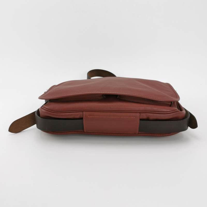 Hermes Barda斜挎包單肩包Swift牛皮銀扣55愛馬仕紅46烏木色-5