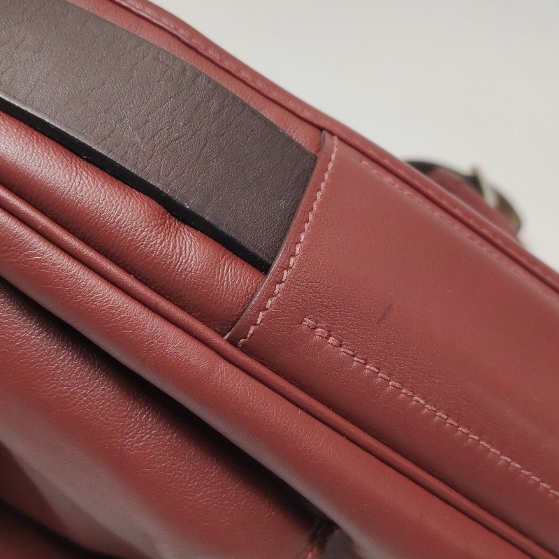 Hermes Barda斜挎包單肩包Swift牛皮銀扣55愛馬仕紅46烏木色-18