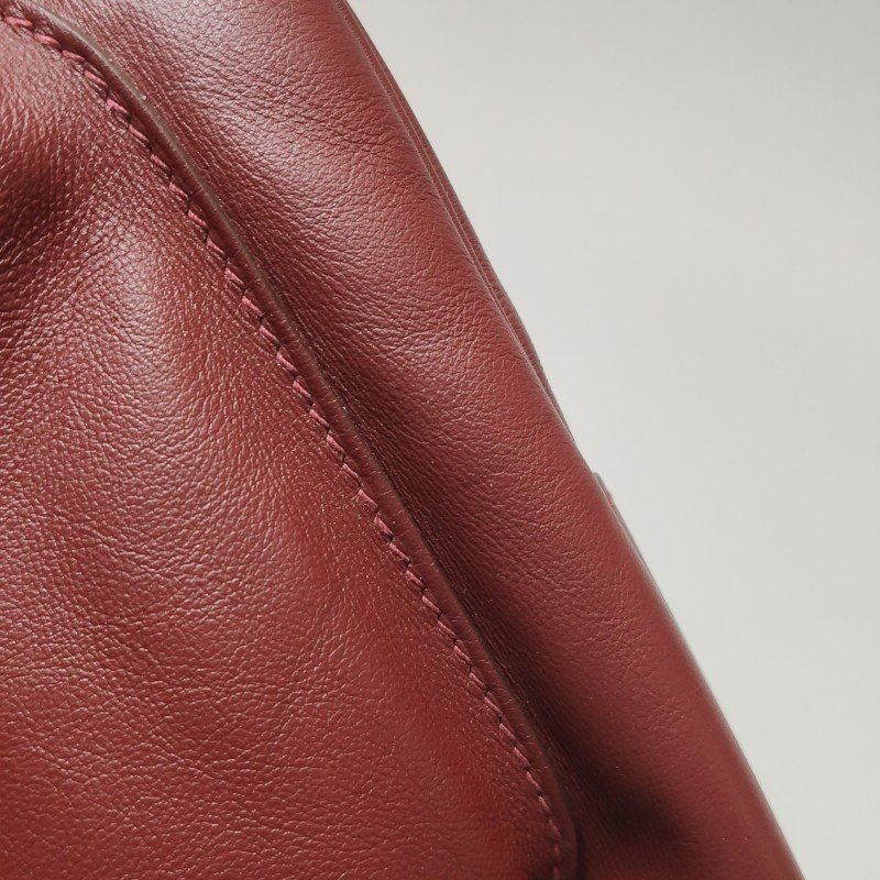 Hermes Barda斜挎包單肩包Swift牛皮銀扣55愛馬仕紅46烏木色-19
