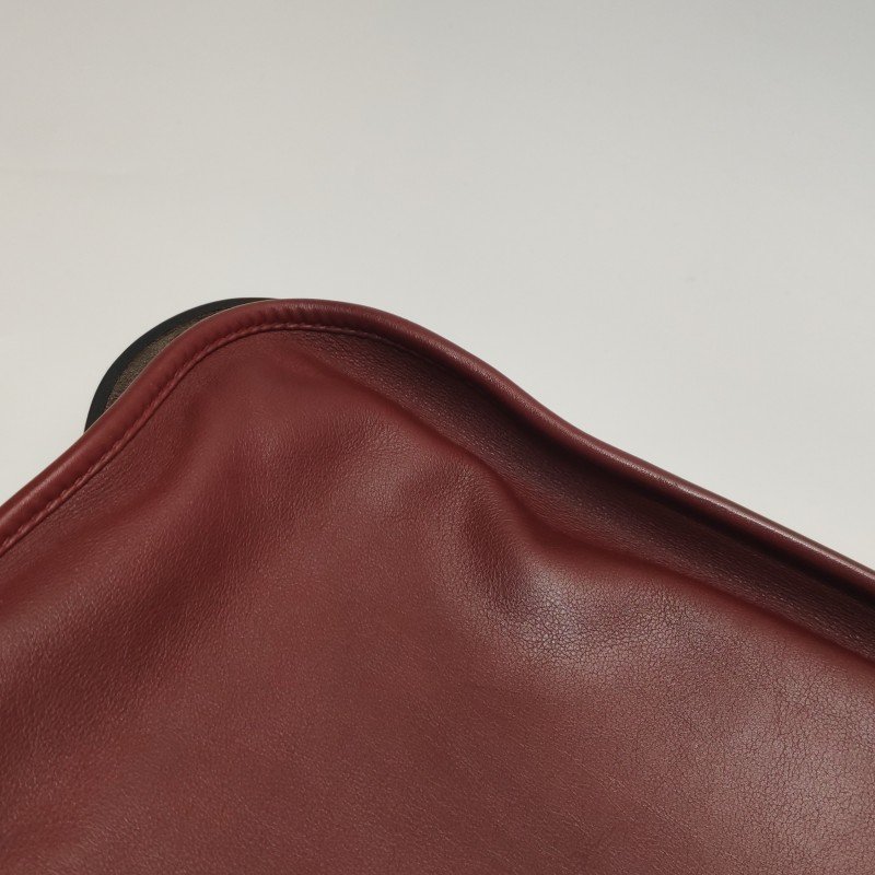 Hermes Barda斜挎包單肩包Swift牛皮銀扣55愛馬仕紅46烏木色-21