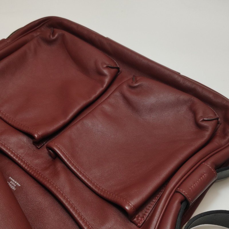 Hermes Barda斜挎包單肩包Swift牛皮銀扣55愛馬仕紅46烏木色-22