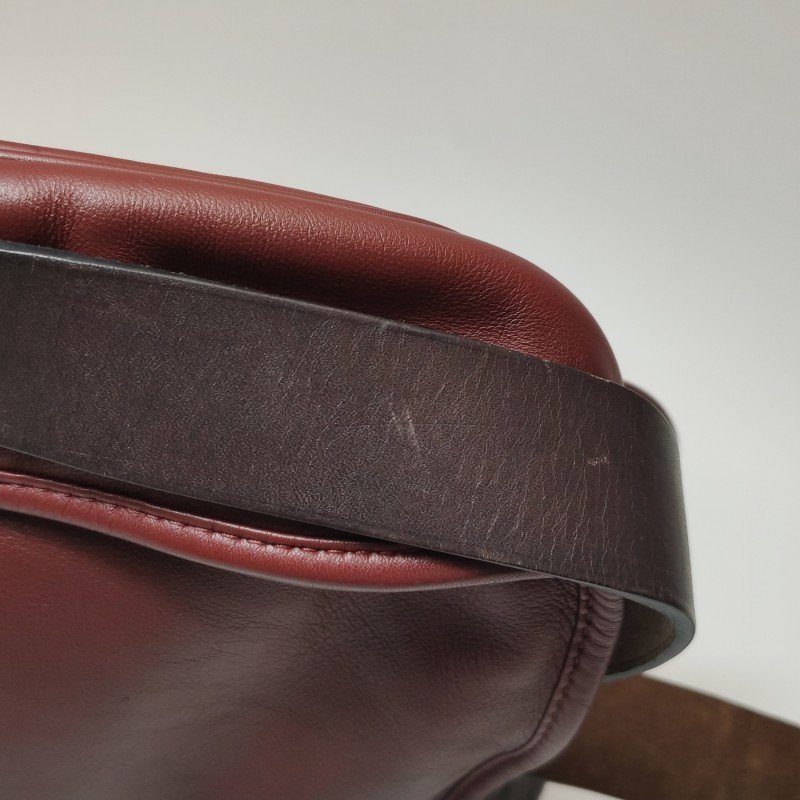 Hermes Barda斜挎包單肩包Swift牛皮銀扣55愛馬仕紅46烏木色-27