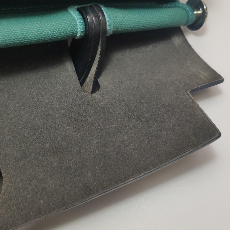 Hermes Herbag31斜挎包單肩包Hunter牛皮帆布銀扣Z6孔雀綠89黑色A刻-8