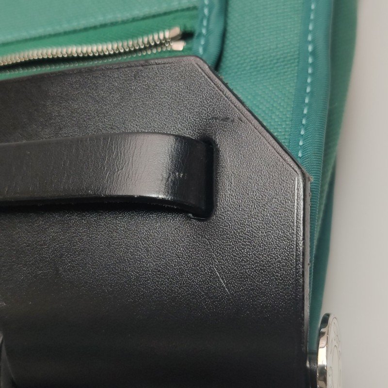 Hermes Herbag31斜挎包單肩包Hunter牛皮帆布銀扣Z6孔雀綠89黑色A刻-14