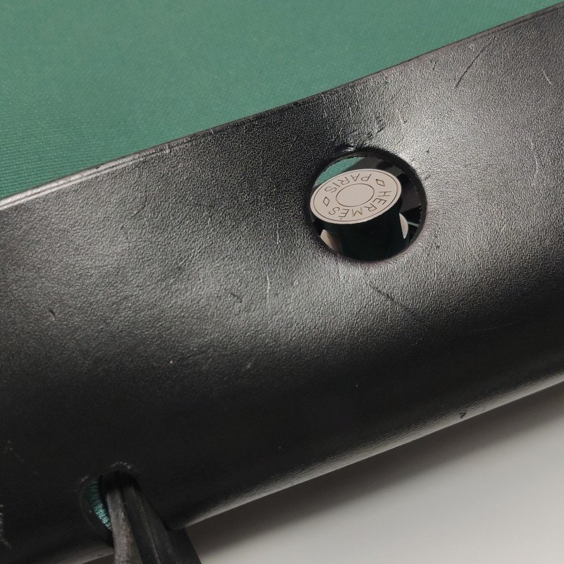 Hermes Herbag31斜挎包單肩包Hunter牛皮帆布銀扣Z6孔雀綠89黑色A刻-22