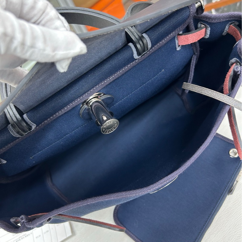 【98新】Hermes 海軍藍/黑色/靛藍/馬鞍紅Herbag31 B刻 手提單肩包-7