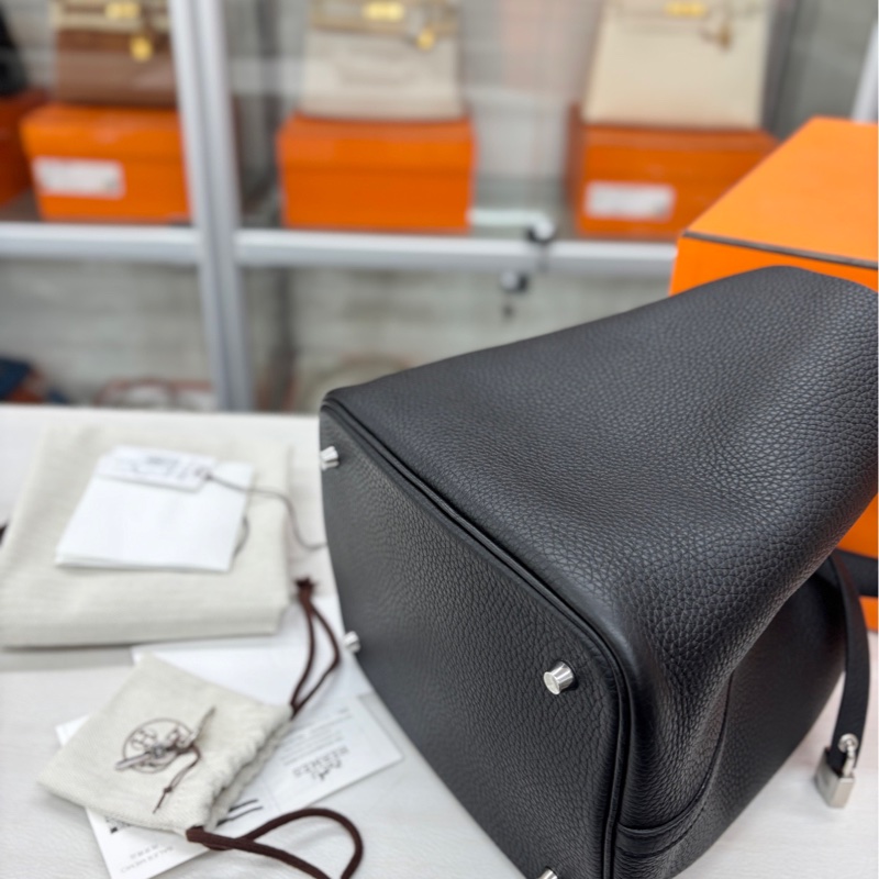 【閒置99新】Hermes 黑銀22菜籃子 U刻 tc 手提包-5
