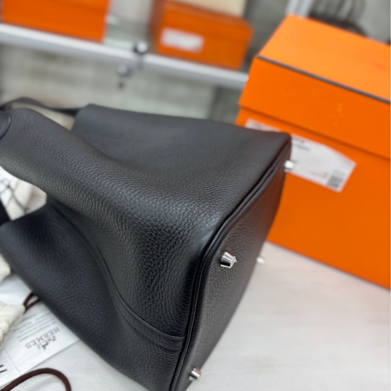 【閒置99新】Hermes 黑銀22菜籃子 U刻 tc 手提包-6