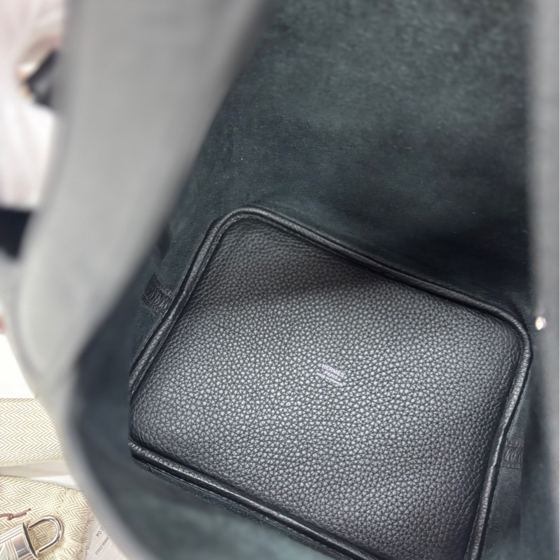 【閒置99新】Hermes 黑銀22菜籃子 U刻 tc 手提包-8