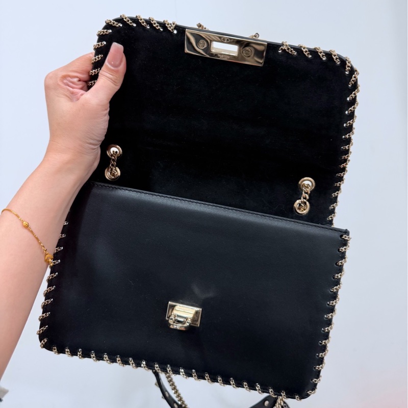 Valentino 范倫鐵諾 Demilune  卯釘 黑色 鍊條包 帶鍊包 斜背包 肩背包 側背包 手提包-20