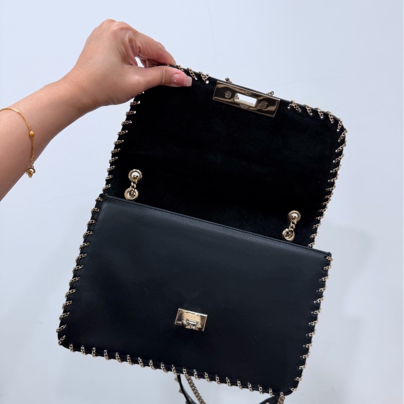 Valentino 范倫鐵諾 Demilune  卯釘 黑色 鍊條包 帶鍊包 斜背包 肩背包 側背包 手提包-21